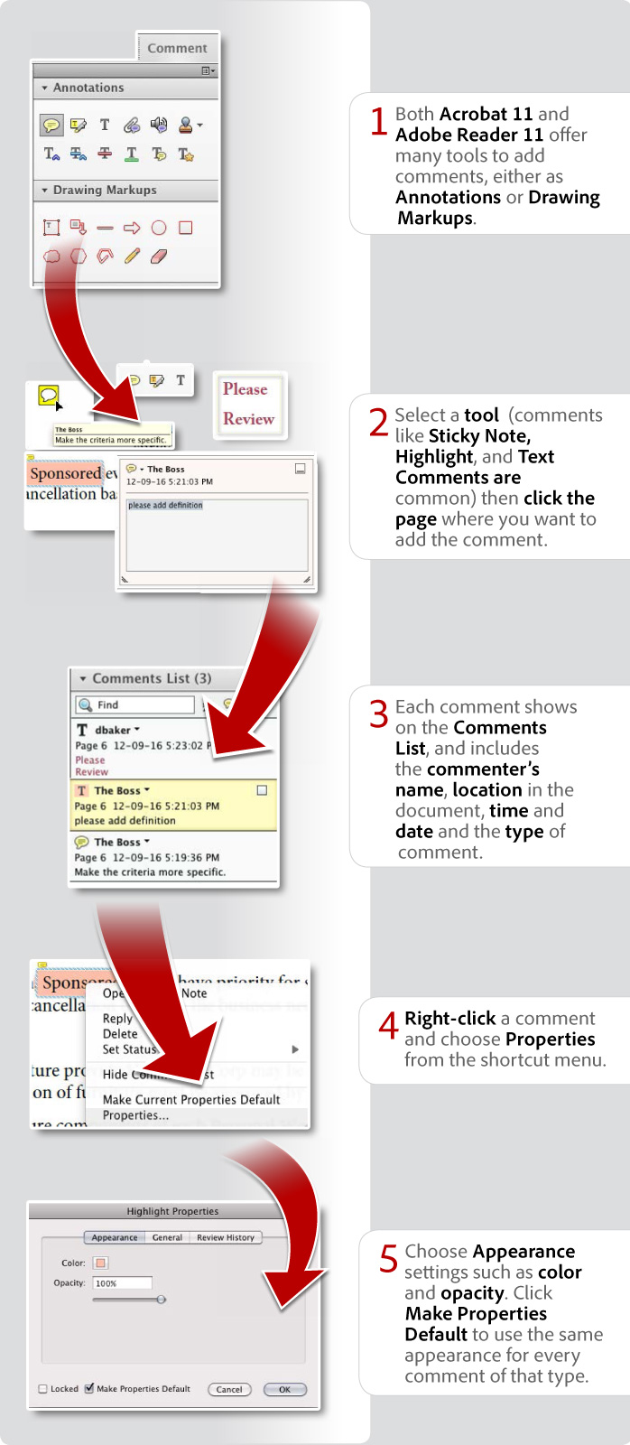How to work with comment tools in Acrobat XI