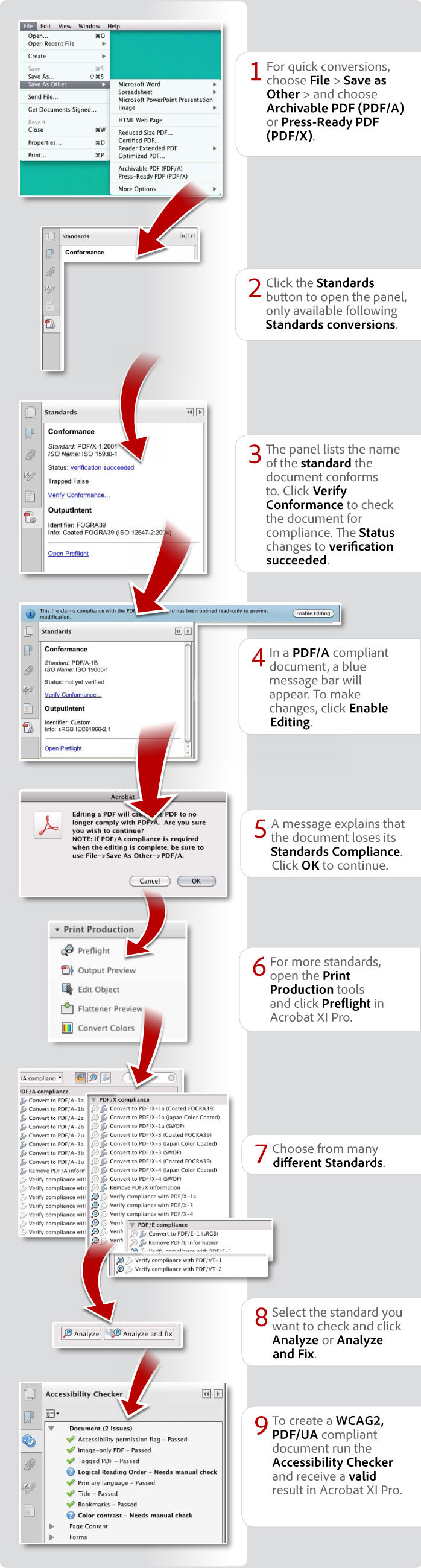How to conform to PDF standards using Acrobat XI