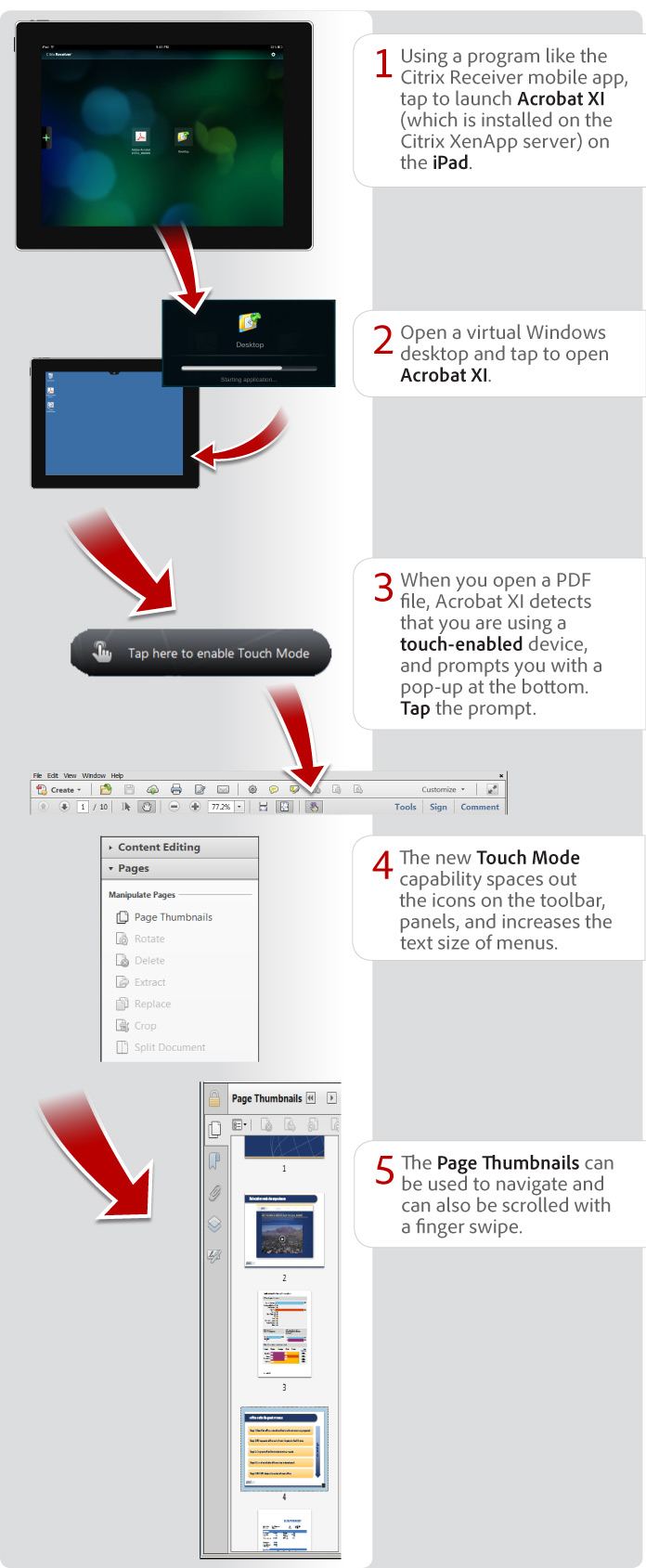 How to use Acrobat XI on touch devices