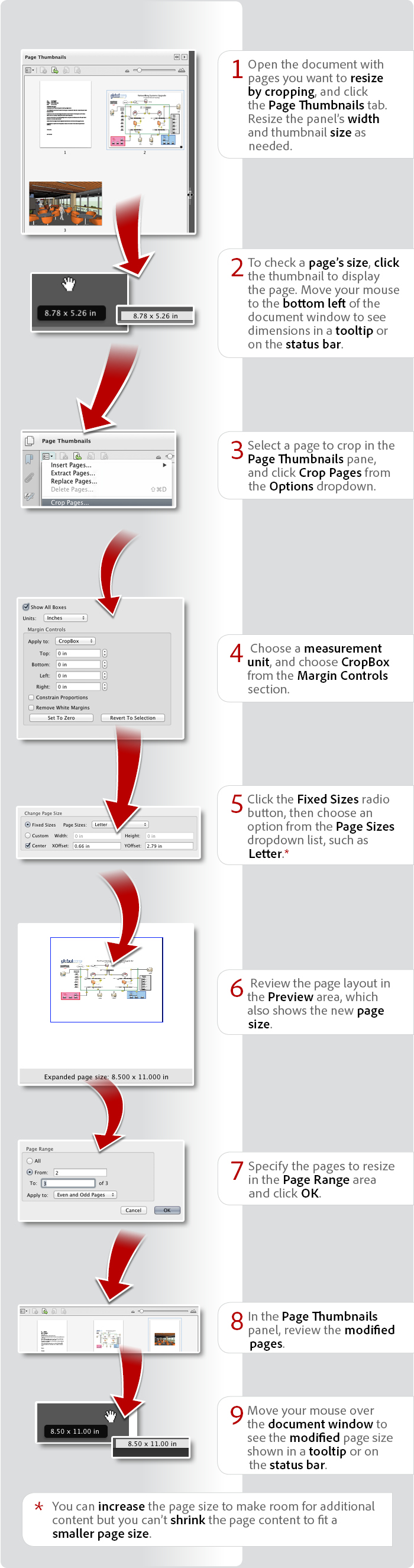 How to resize pages in a PDF file using Acrobat XI