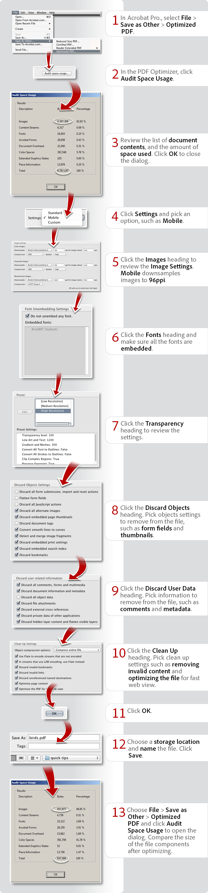 How to audit and optimize a PDF file using Acrobat XI Pro