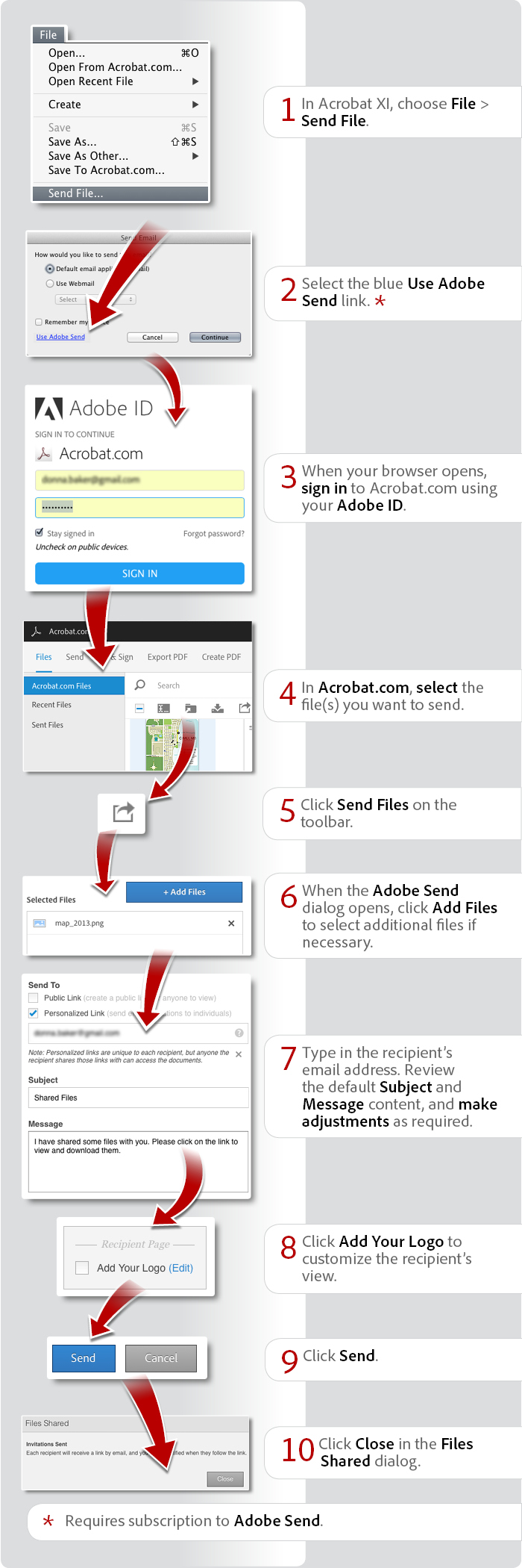 How to send large files using Acrobat XI