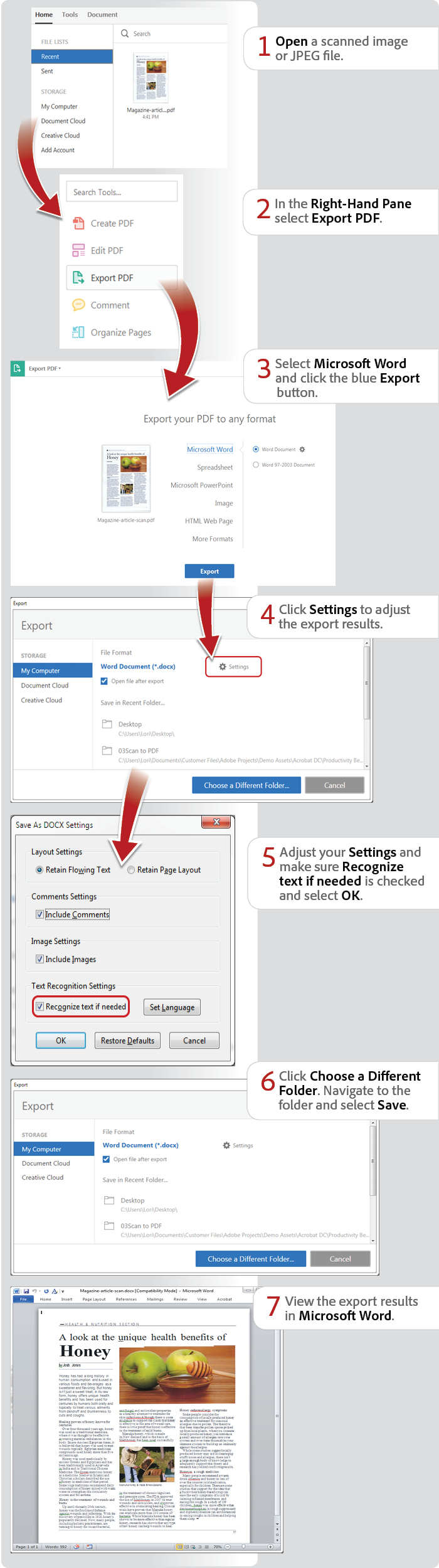 Turn scanned PDF documents into Word files